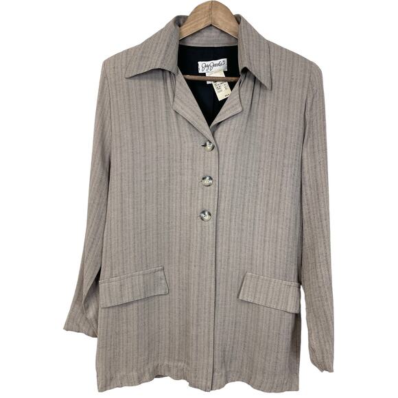 Vtg 90s Jay Jacobs Long Blazer Womens Medium Mauve Retro Minimalist USA Made - Picture 1 of 8